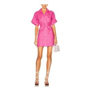 Matthew Bruch Belted Pink Safari Mini Dress Size 1